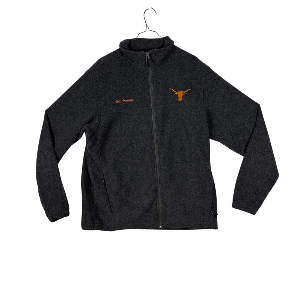 Columbia Texas Longhorns Fleece Jacket Mens Large Gray Full Zip 006564-ACT-2011